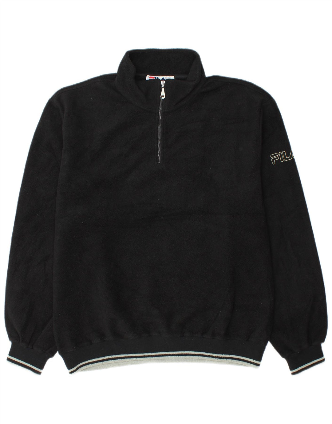 Fila Mens Zip Neck Fleece Jumper IT 52/54 Large Black Polyester