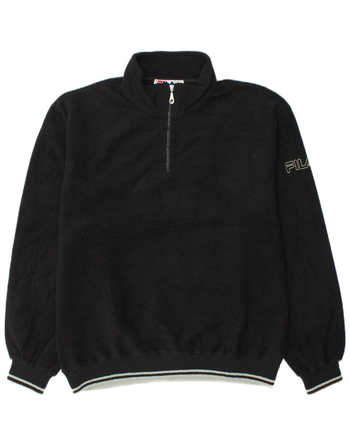 Fila Mens Zip Neck Fleece Jumper IT 52/54 Large Black Polyester