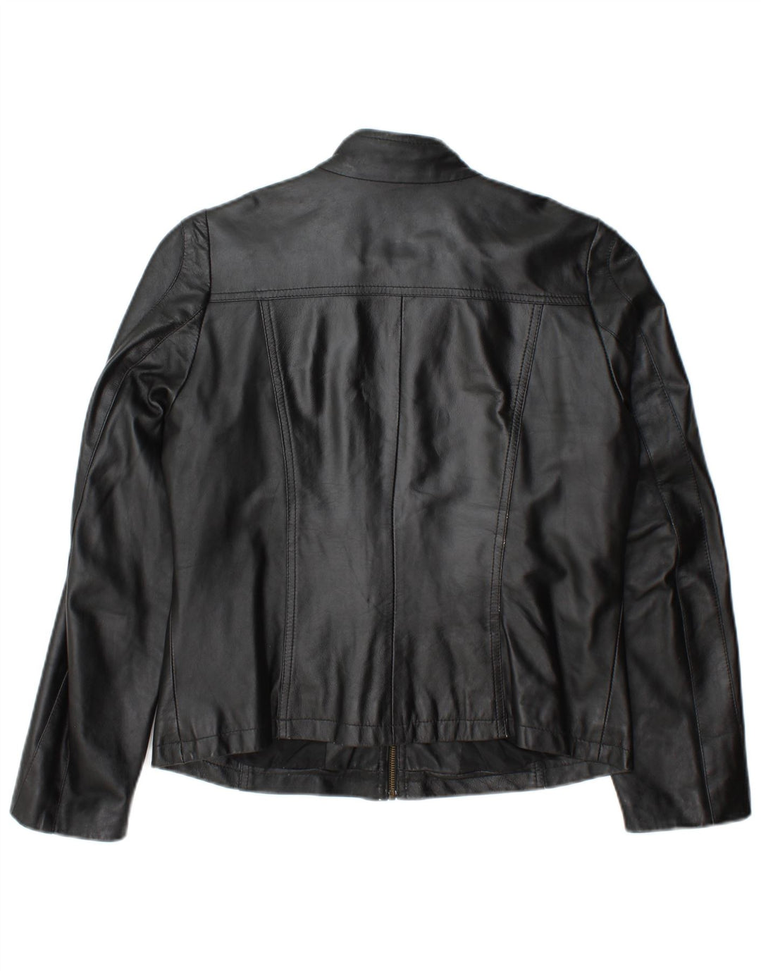 Giacca in pelle da donna vintage IT 46 grande in pelle nera