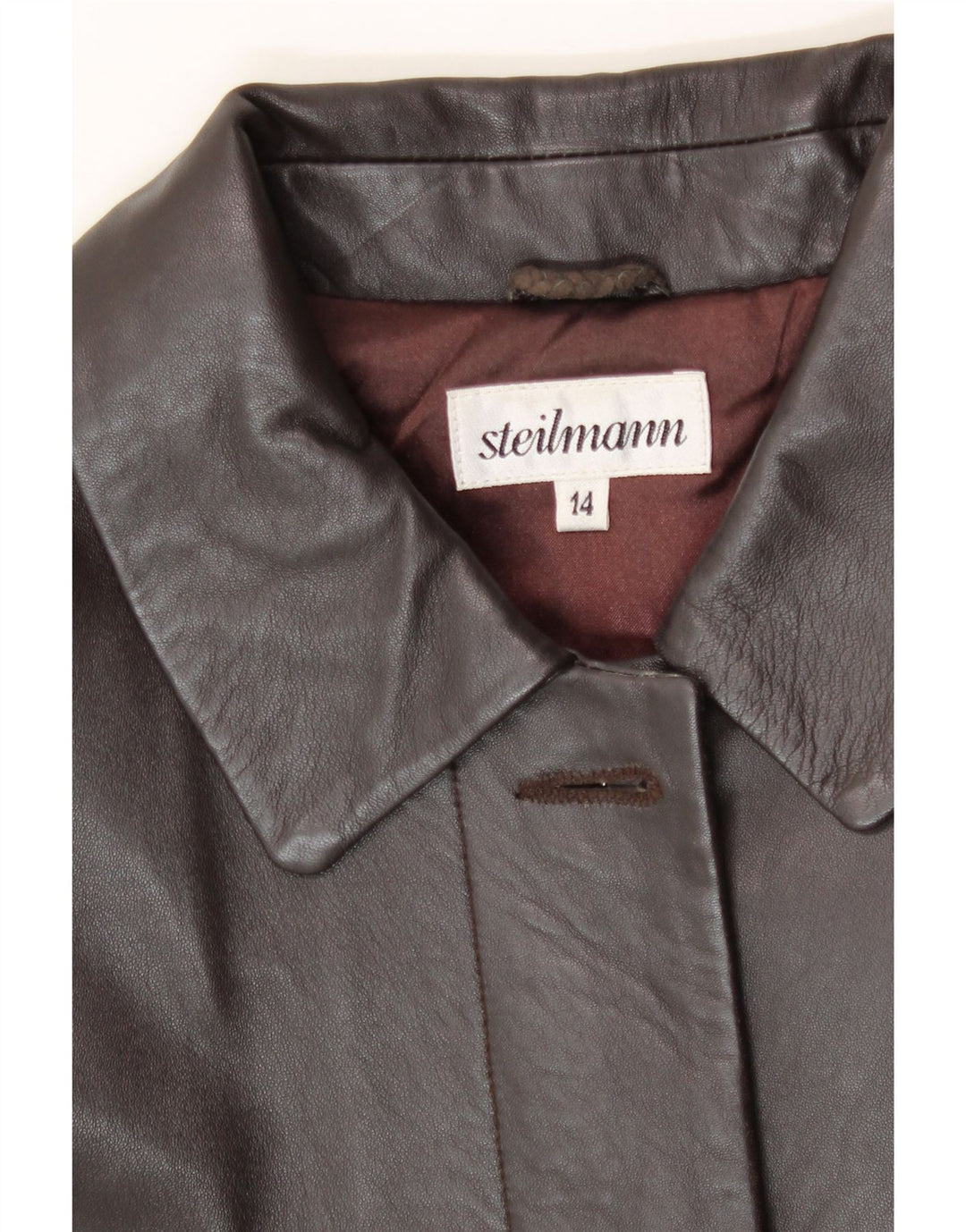 STEILMANN  Womens Leather Coat UK 14 Medium Brown Leather Vintage Steilmann and Second-Hand Steilmann from Messina Hembry 
