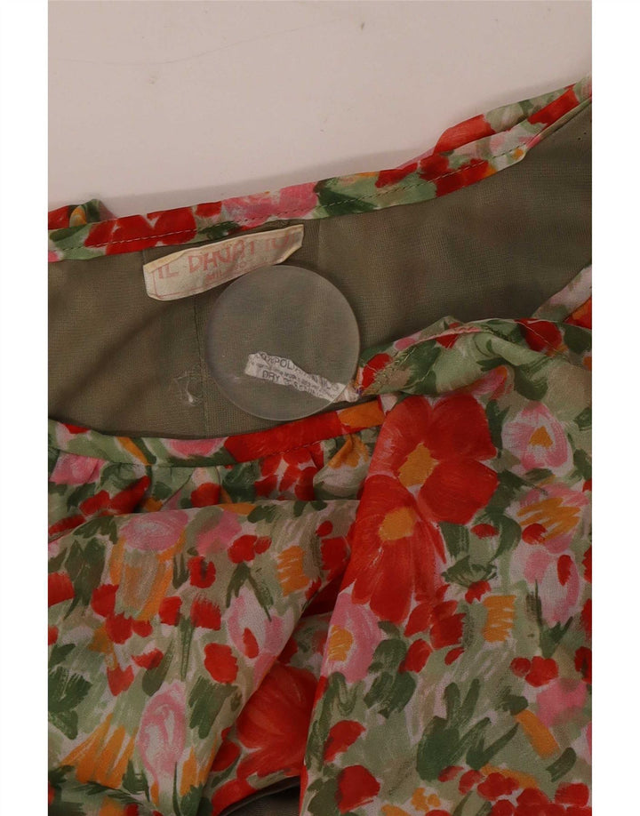 Vintage Damen A-Linie Kleid UK 12 Medium Mehrfarbig Blumen Polyamid