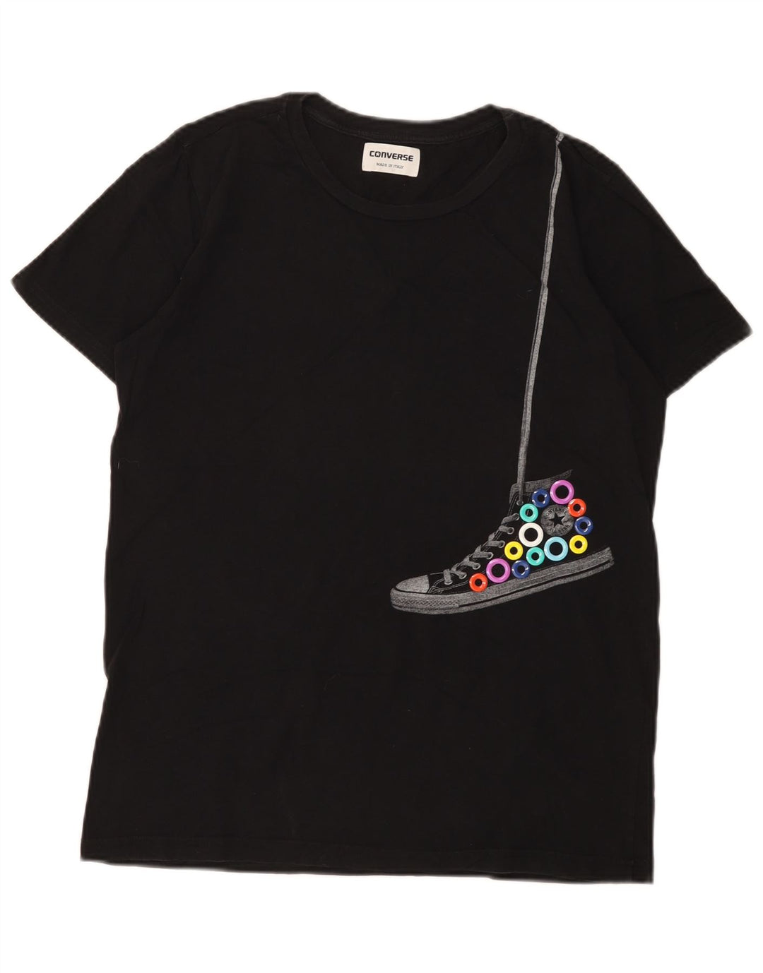 Converse Mens Graphic T-Shirt Top Medium Black Cotton