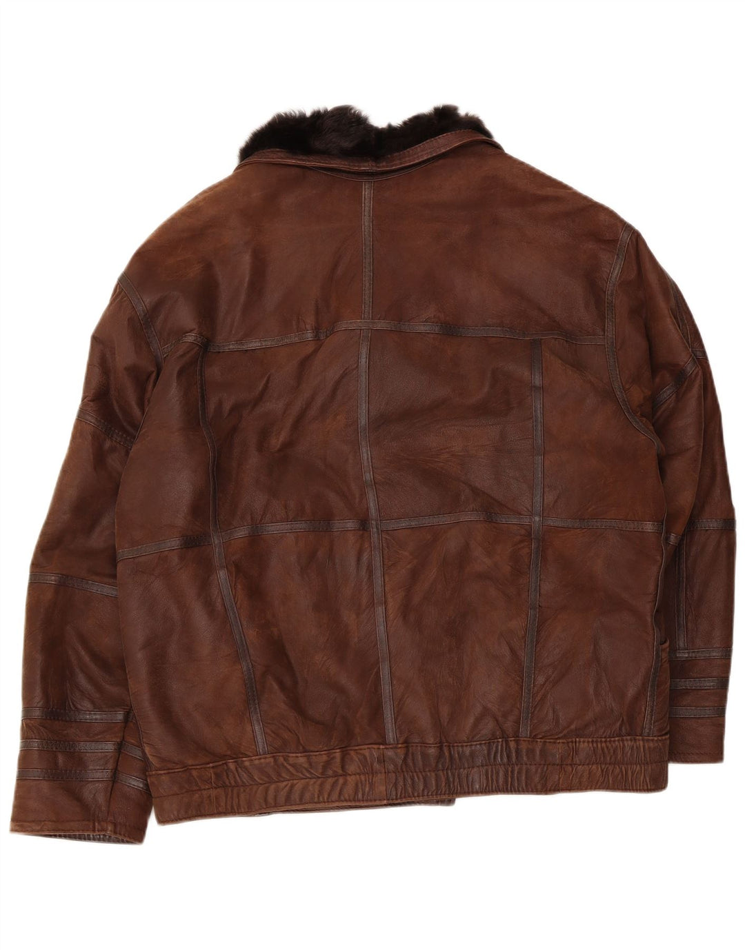 Vintage Herre Shearling Jacket UK 40 Large Brown Patchwork