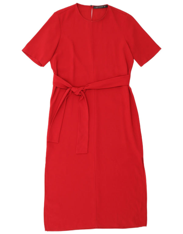 Zara Dame Maxi Dress UK 14 Medium Rød Polyester