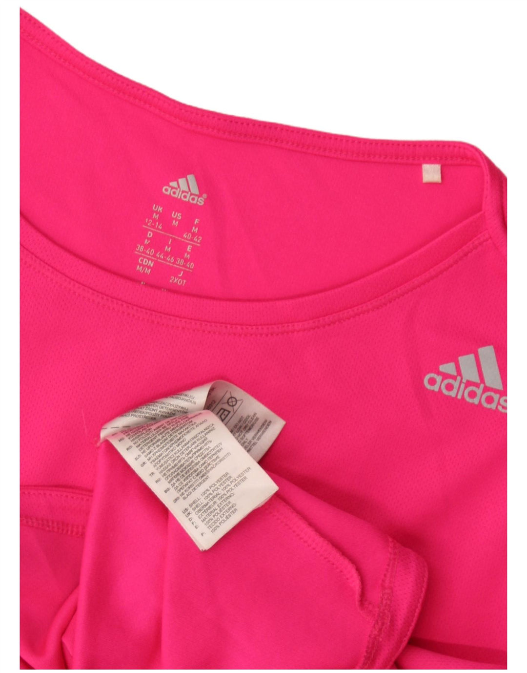 Adidas Womens T-Shirt Top UK 12/14 Medium Pink Polyester