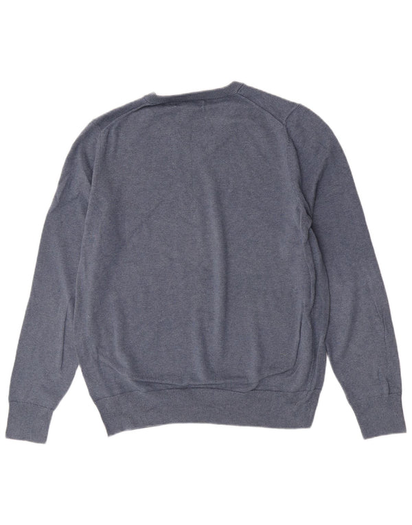 Marks & Spencer Herren-Pullover mit V-Ausschnitt, groß, aus blauer Baumwolle