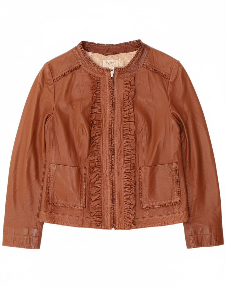 HEINE Womens Leather Jacket UK 18 XL Brown Leather
