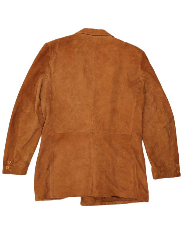 Vintage Herren Zweireiher Wildleder Blazer Jacke IT 52 XL Braunes Leder