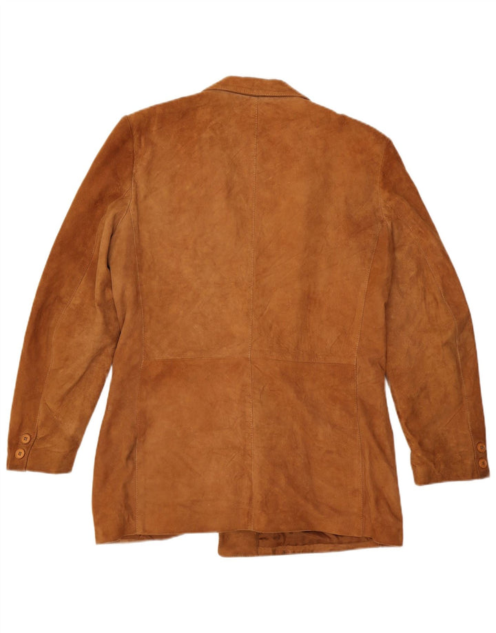 Vintage herre dobbeltradet ruskindsblazerjakke IT 52 XL brunt læder
