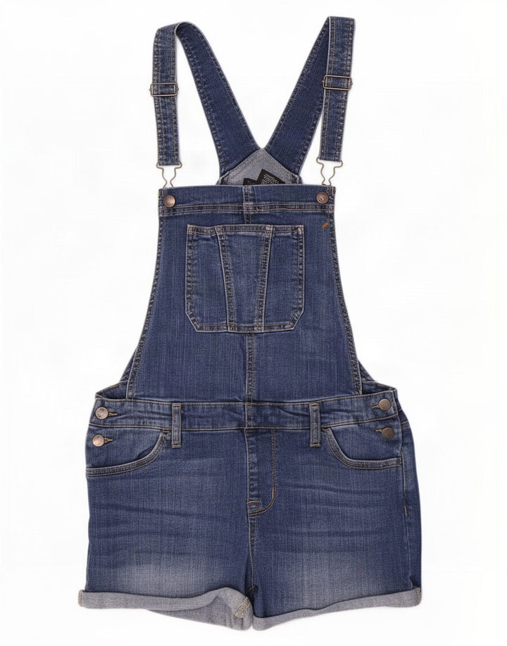 Mossimo Pantaloncini di jeans elasticizzati da donna con salopette media W30 in cotone blu