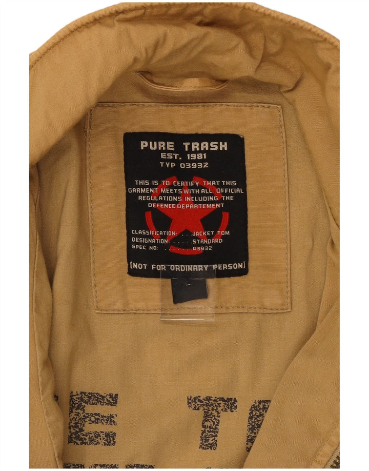 Pure Trash Mens Military Jacket UK 40 Large Beige Cotton