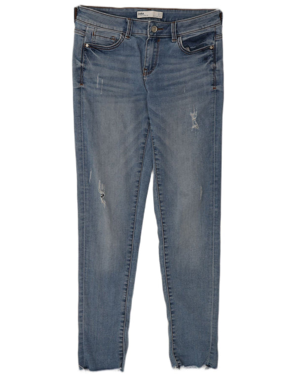 Damskie jeansy Zara w trudnej sytuacji, EU 36 XS W26 L29, niebieska bawełna