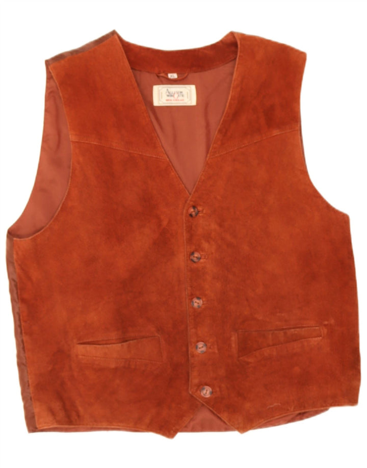 Allison Wingate Mens Suede Waistcoat XL Brown Leather