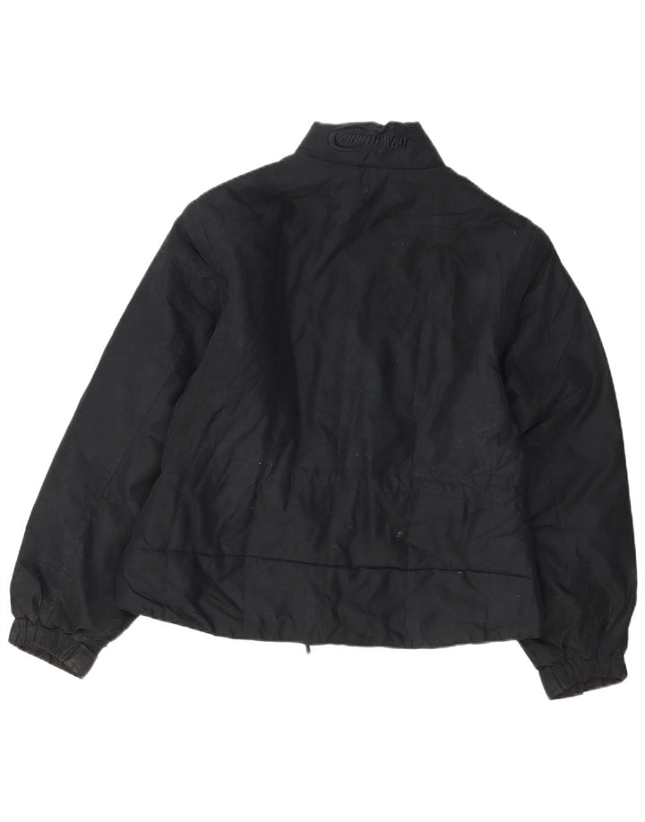 vintage Mens Bomber Jacket UK 36 Petit Polyester Noir