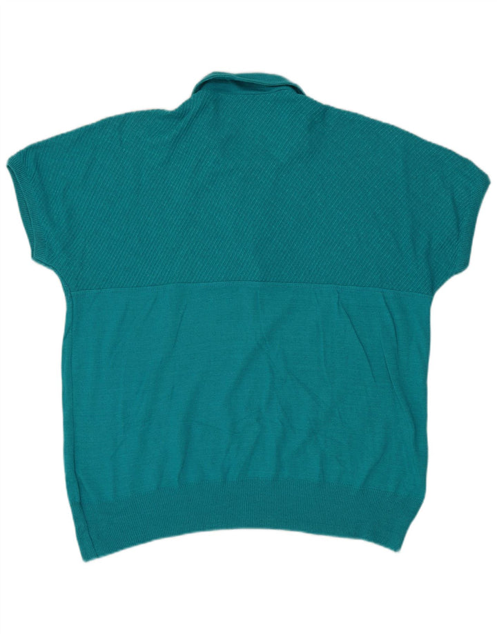 Almira Womens Short Sleeve Polo Neck Jumper Sweater IT 44 Medium Blue