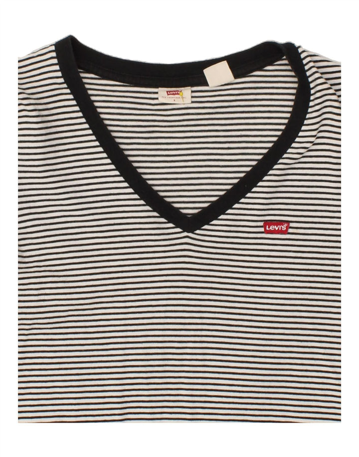 LEVI'S Womens T-Shirt Top UK 10 Small Navy Blue Striped Vintage Levi's and Second-Hand Levi's from Messina Hembry 