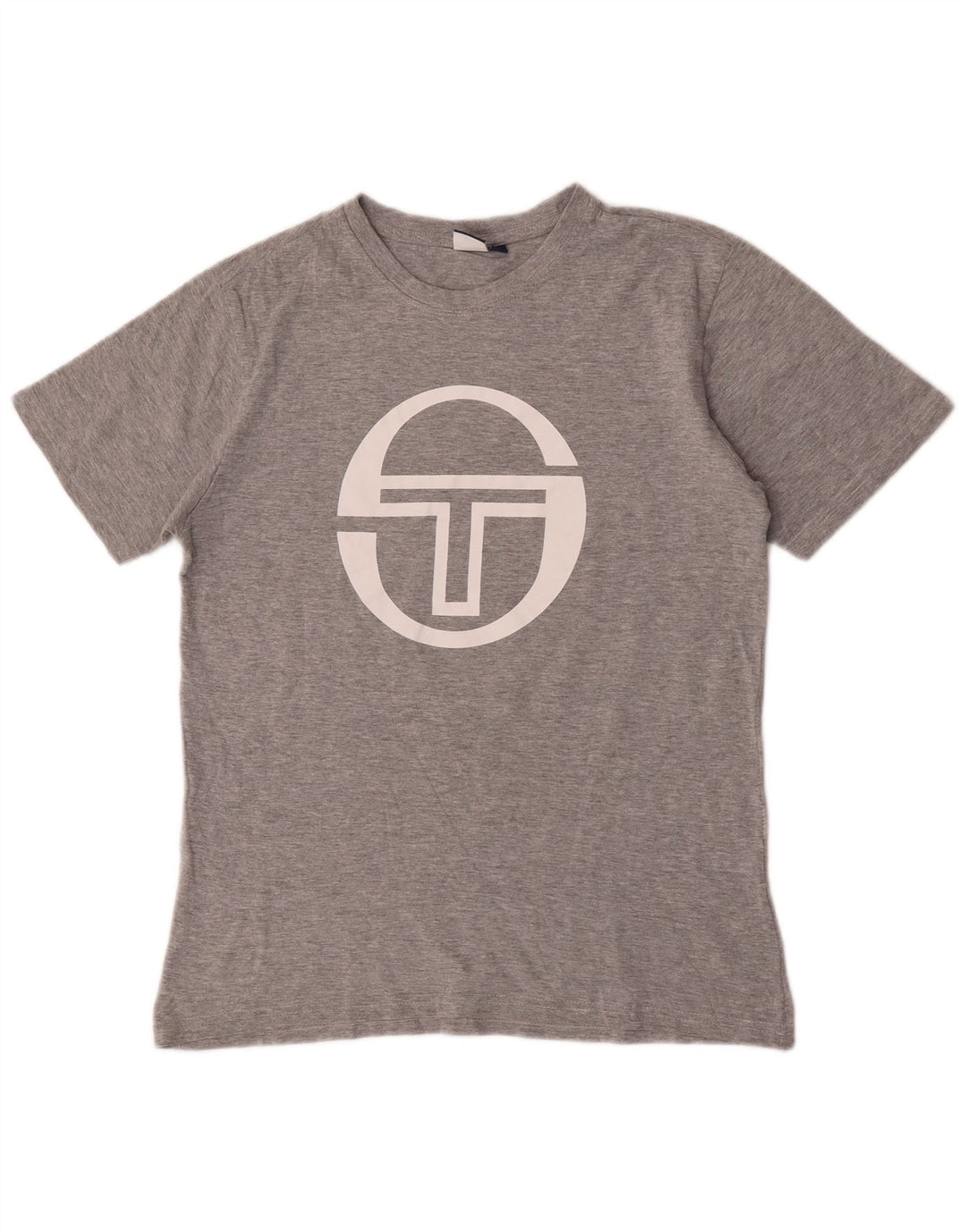 Sergio Tacchini Herren Grafik-T-Shirt-Oberteil aus mittelgrau gesprenkelter Baumwolle