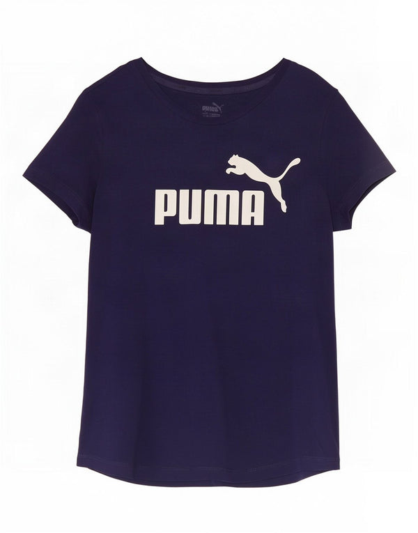 Puma Womens Graphic T-Shirt Top UK 12 Medium Navy Blue Cotton