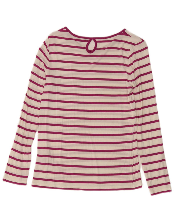 Massimo Dutti Top da donna a maniche lunghe UK 10 Small White Striped Modal