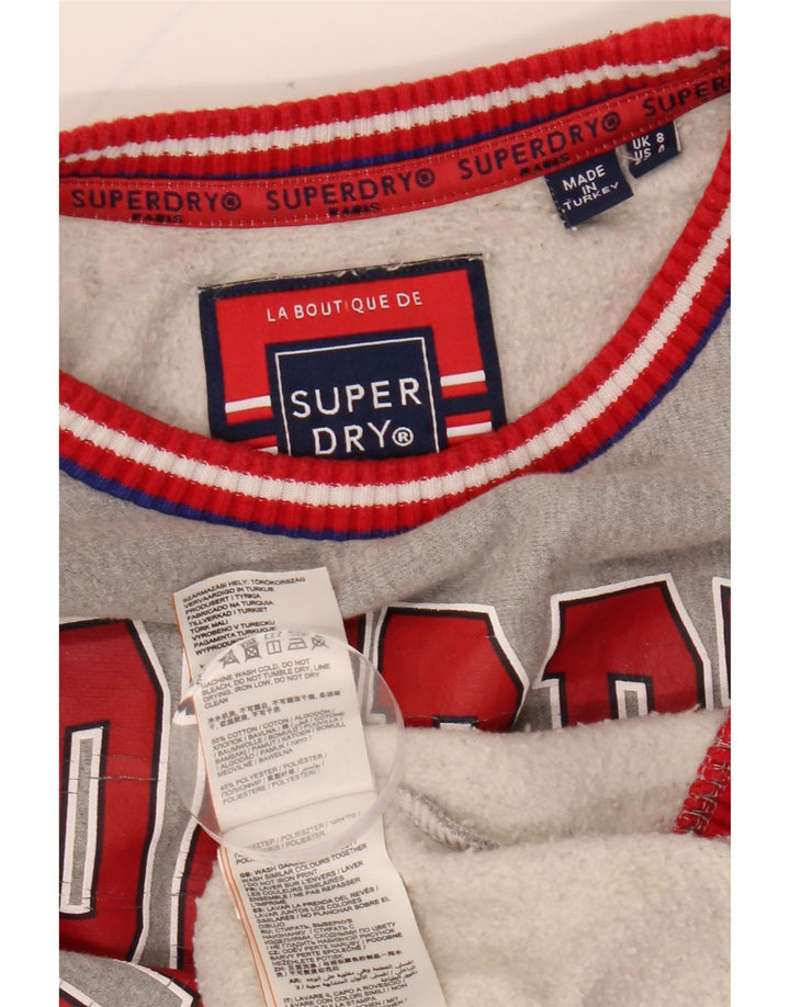 SUPERDRY Womens Graphic Sweatshirt Jumper UK 8 Small Grey Colourblock