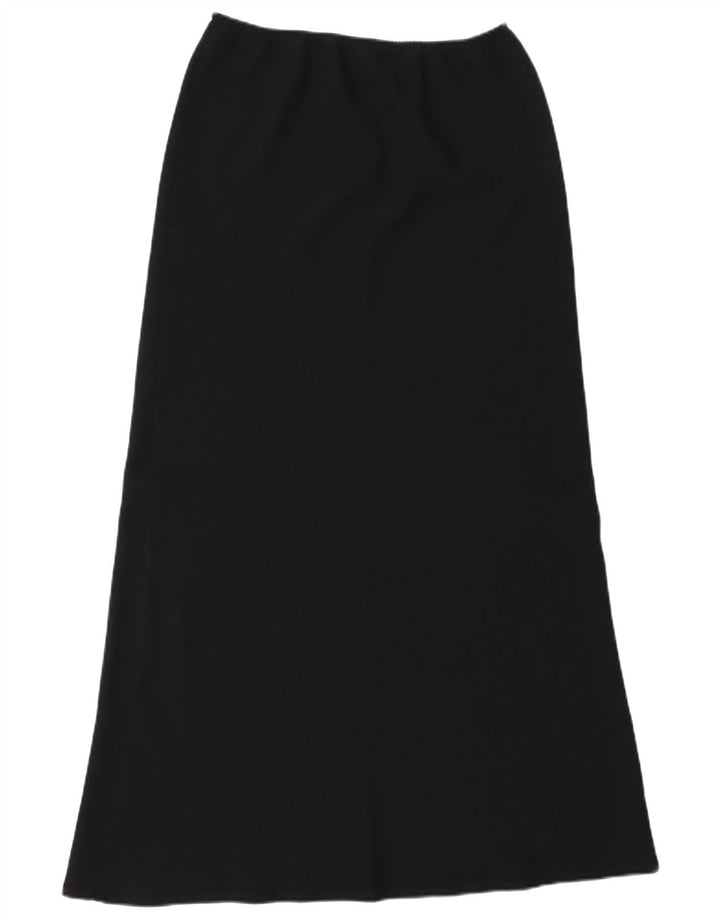 Benetton Dame Højtalje Maxi Nederdel IT 44 Medium W26 Sort Polyester
