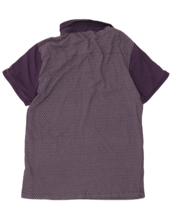 French Connection Mens Polo Shirt Large Purple Striped Cotton