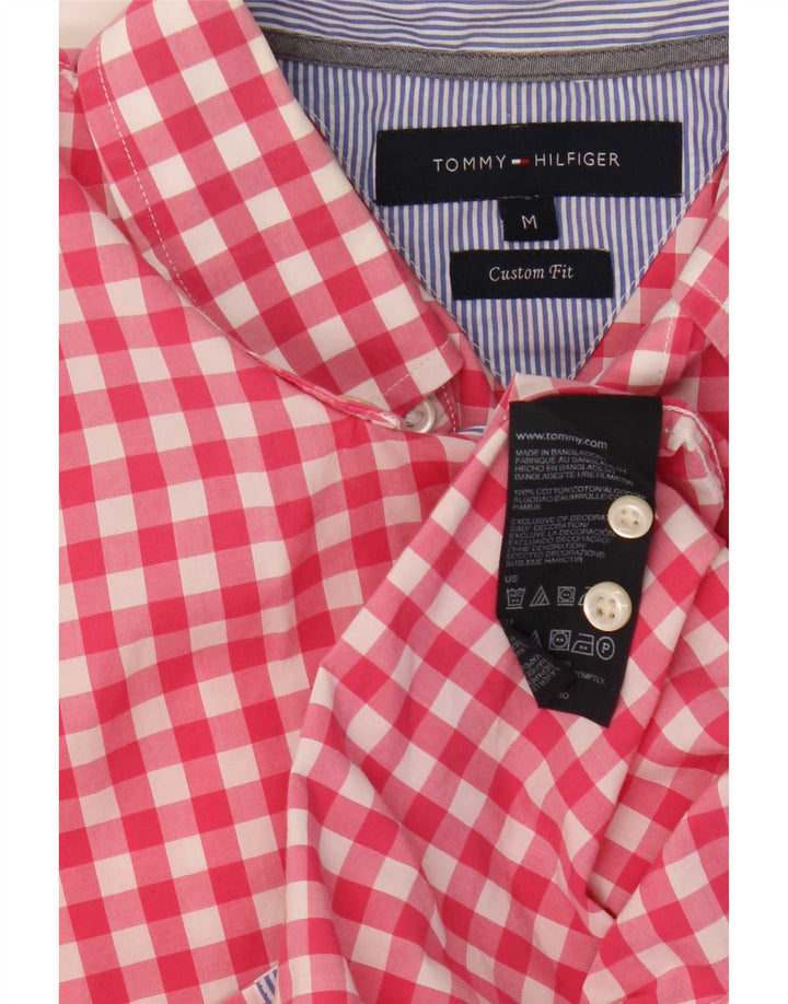 Tommy Hilfiger Mens Short Sleeve Custom Fit Shirt Medium Red Gingham Cotton