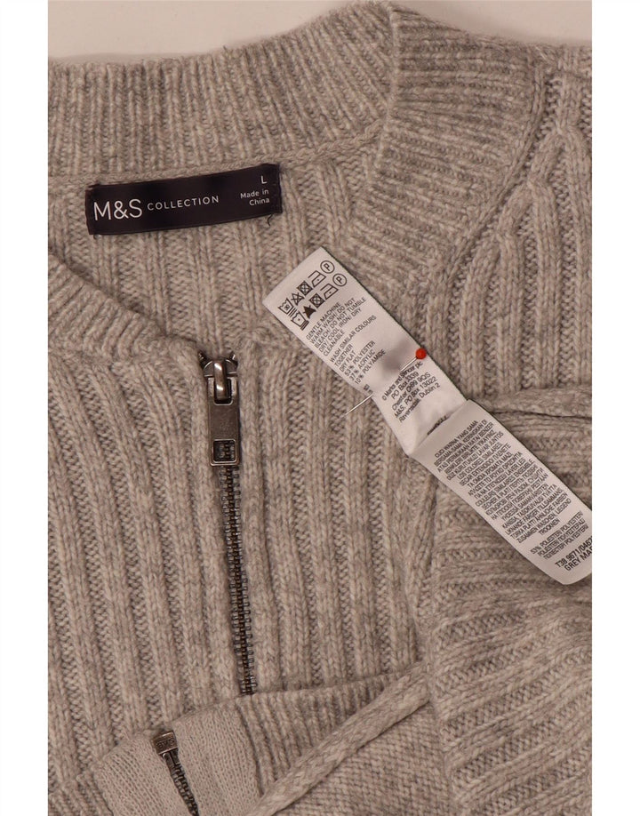 Marks & Spencer Womens Oversized Crop Cardigan Sweater UK 16 Large Grey