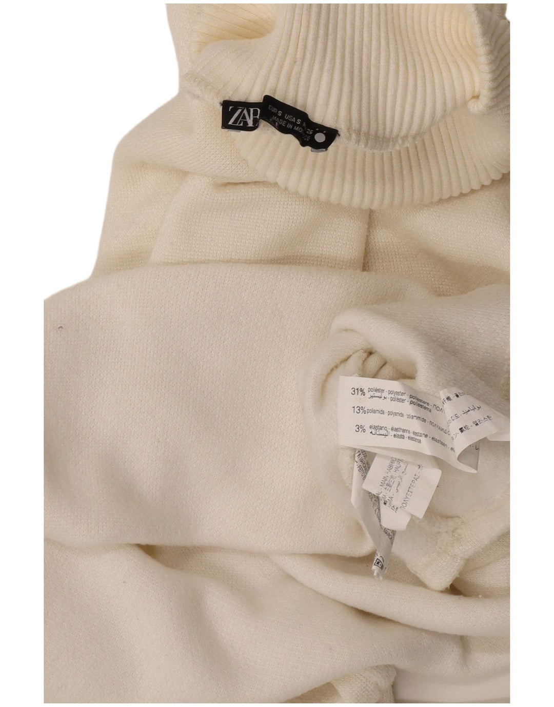 Zara Womens Crop Oversized Turtle Neck Jumper Sweater UK 10 Small Off White