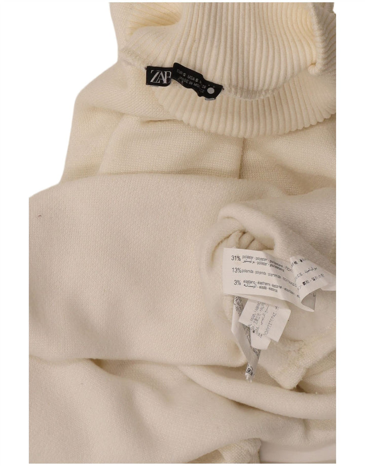 Zara Womens Crop Oversized Turtle Neck Jumper Sweater UK 10 Small Off White