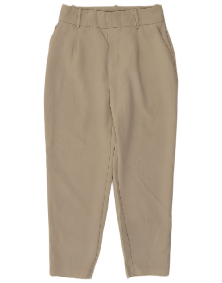 Zara Damen-Anzughose, schmal zulaufend, Größe L, W30, L26, Beige, Polyester