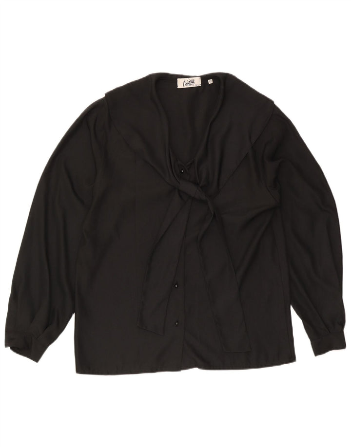 Mirella Blusa camisera con lazo frontal para mujer IT 42 Poliéster negro mediano