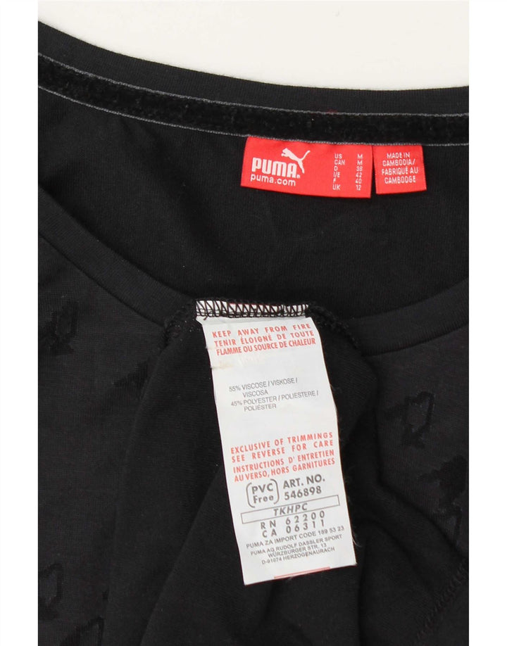 Puma Womens See Through Top UK 12 Medium  Navy Blue Geometric Viscose