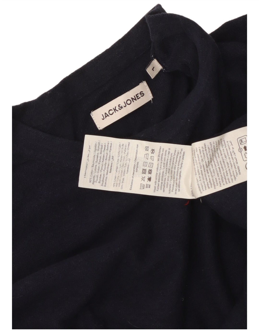 Jack & Jones Mens Top Long Sleeve Large Navy Blue Cotton