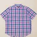 Chaps Mens Easy Care Short Sleeve Shirt 2XL Blue Gingham Cotton
