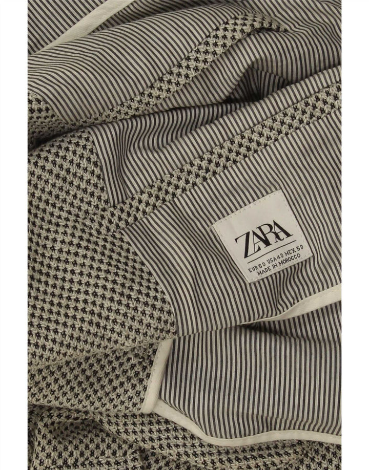 Jaqueta blazer masculina Zara com 2 botões EU 50 poliéster cinza médio