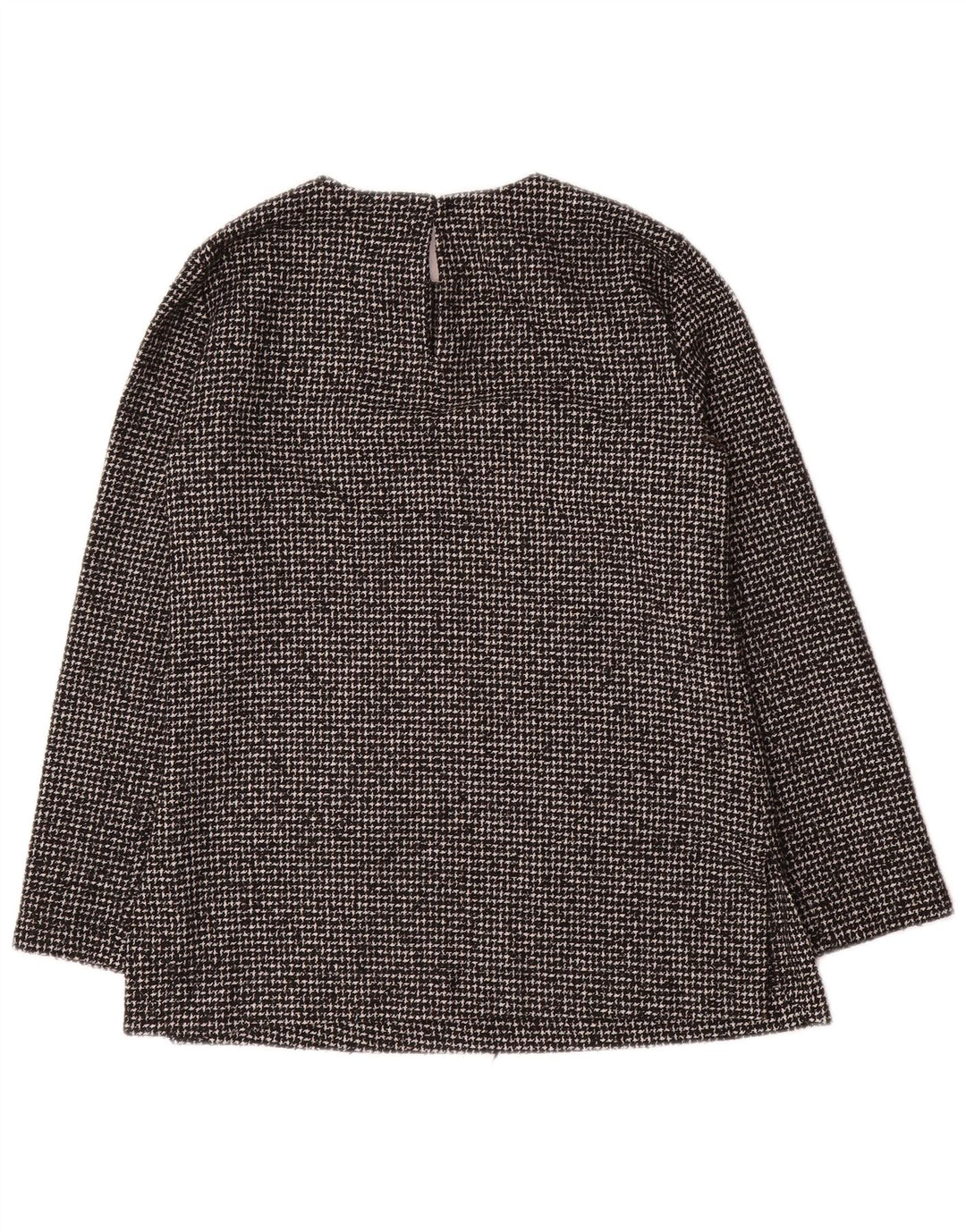 Zara Womens Long Sleeve Blouse Top UK 10 Small Grey Houndstooth Acrylic