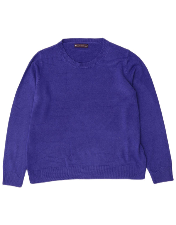 Marks & Spencer Damski sweter z dekoltem w łódkę UK 16, duży, niebieski akryl