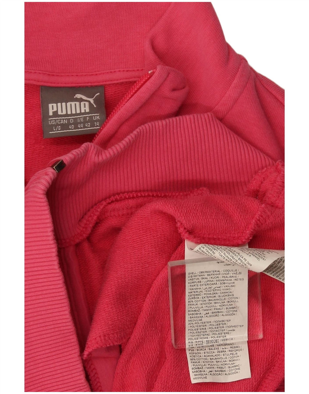 Puma Womens Tracksuit Top Jacket UK 14 Large Pink Cotton