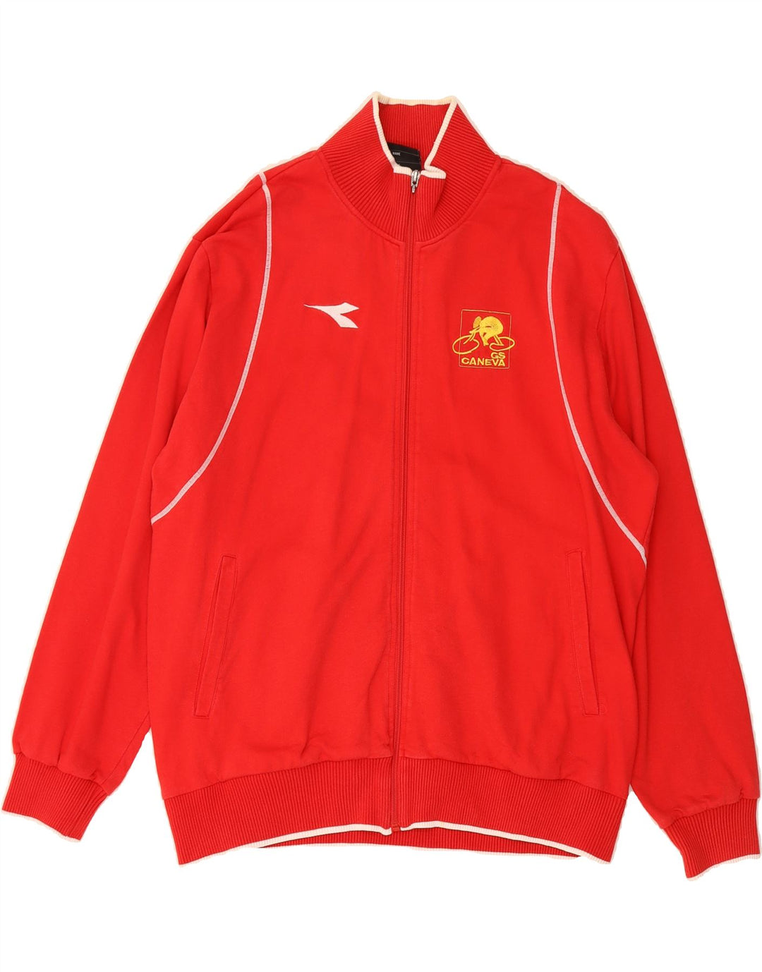 DIADORA Mens Tracksuit Top Jacket Large Red Cotton Vintage Diadora and Second-Hand Diadora from Messina Hembry 