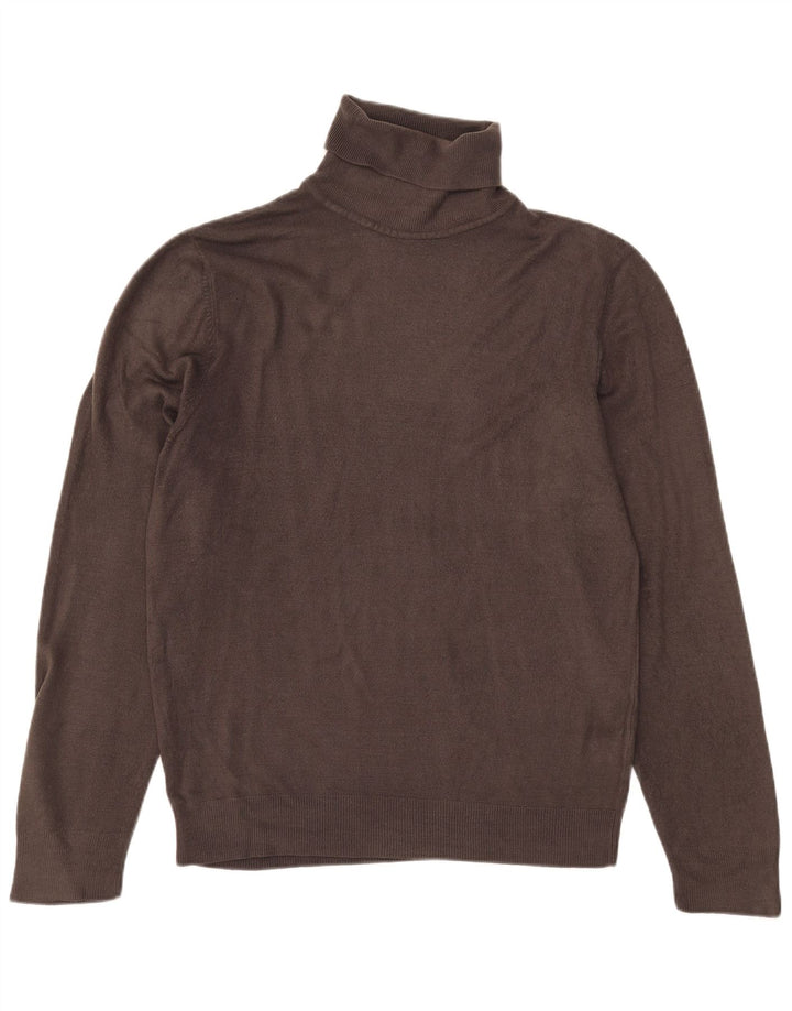 Maglione maglione da uomo Marks & Spencer a collo alto in acrilico grigio medio