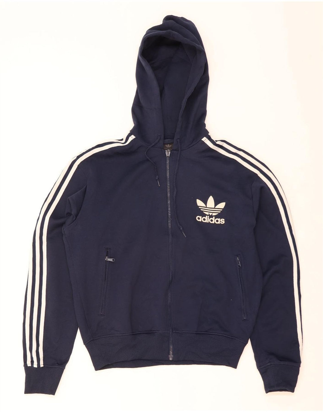 ADIDAS Mens Tracksuit Top Jacket Medium Navy Blue Polyester