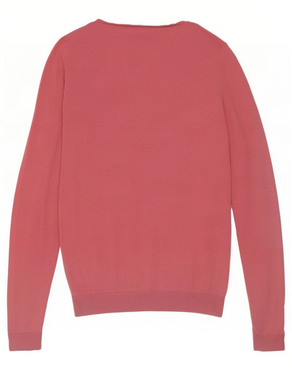 Massimo Dutti Jersey con Cuello en V para Mujer UK 42 Seda Rosa Mediana