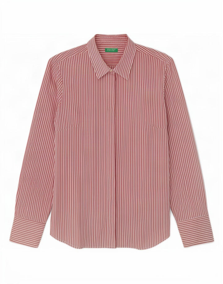 Benetton Chemise Femme UK 14 Grandes Rayures Rouges
