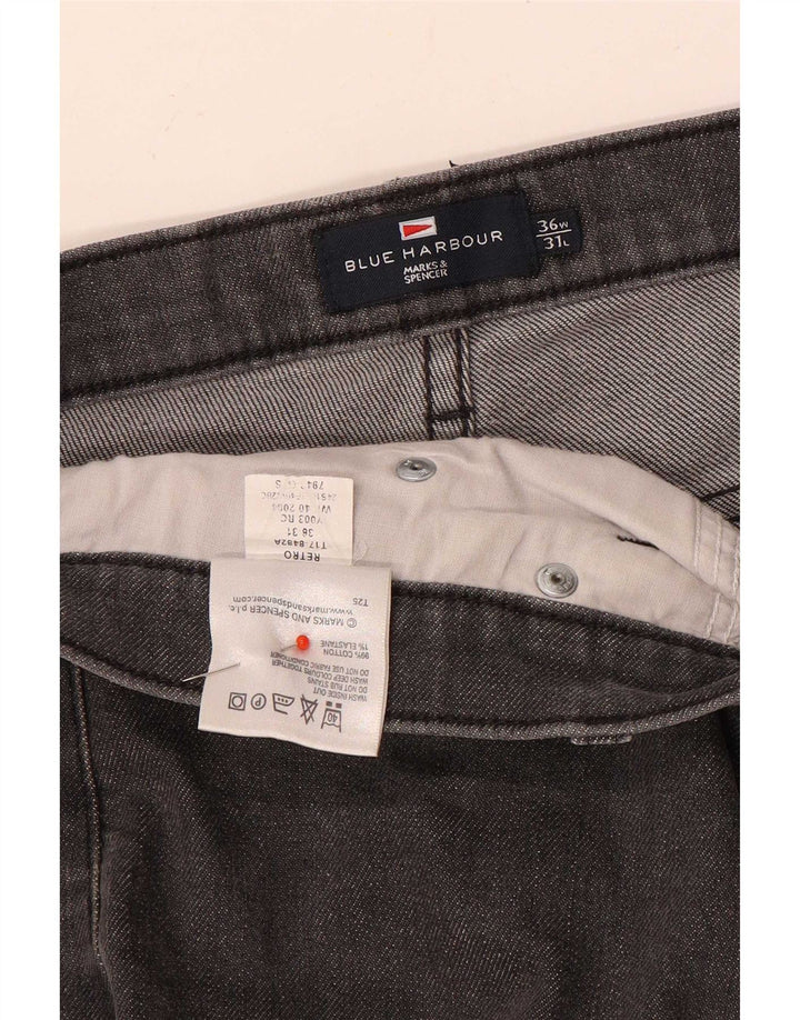Marks & Spencer Mens Blue Harbour Straight Jeans W36 L31 Grey Cotton