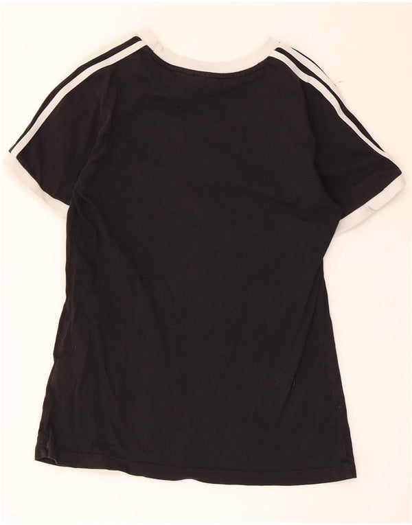 Adidas Womens T-Shirt Top UK 12 Medium Black Colourblock Cotton