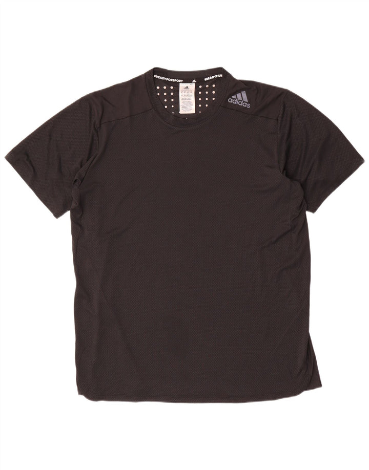 Adidas Mens T-Shirt Top XL Black Spotted Polyester