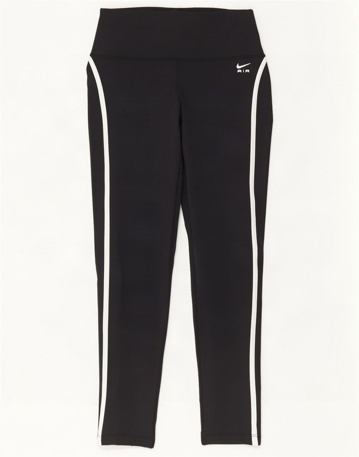 Nike Womens Dri Fit Graphic Crop Leggings UK 12 Medium Black Polyester