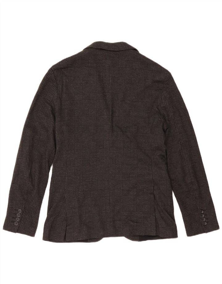 Zara Veste Blazer 2 Boutons Homme EU 48 Gris Moyen à Carreaux Polyester