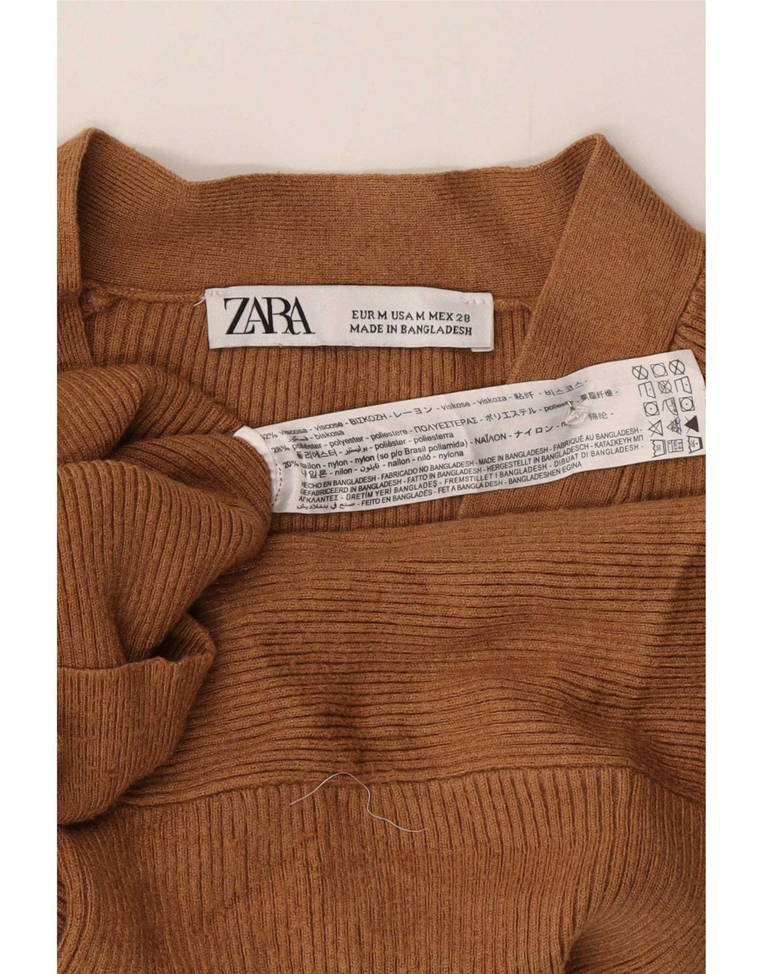 Zara Womens Crop Cardigan Sweater UK 14 Medium Brown Viscose